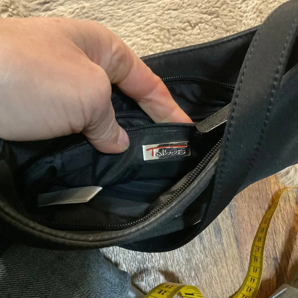 Talbots Black Polyester‎ Shoulder Crossbody Bag Pockets 10